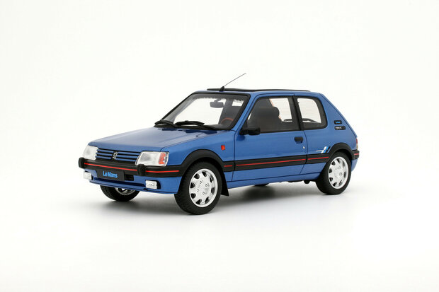 Otto Mobile 1:18 Peugeot 205 1.9 GTI Le Mans Miami Blue 1991. Levering 09-2025