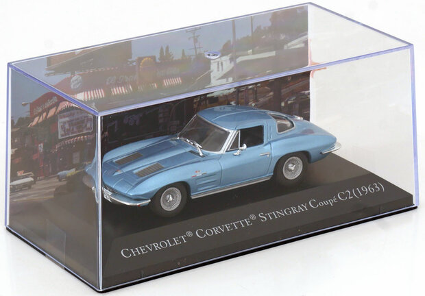 Atlas 1:43 Chevrolet Corvette C2 Stingray 1963 lichtblauw metallic