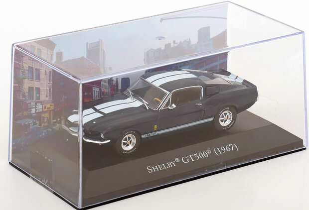 Atlas 1:43 Ford Shelby Mustang GT500 1967 donkerblauw wit