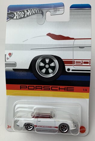 Hotwheels 1:64 Porsche 356 Speedster wit rood  - Porsche Series 1/6 