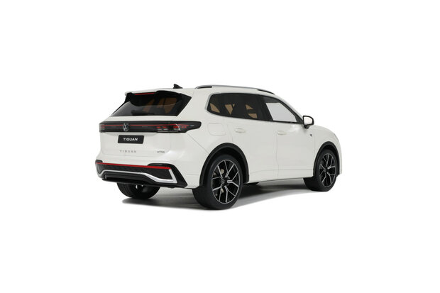 Otto Mobile 1:18 Volkswagen Tiguan E TSI R-Line Oryx white Pearl L0K1 2024. Levering 01-2026