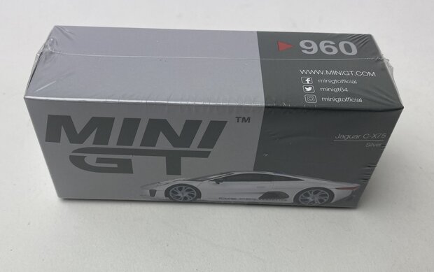 Mini GT 1:64 Jaguar C-X75, silver/blue  2010 LHD