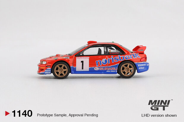 Mini GT 1:64 Subaru Impreza WRC97, No 1 DRM Champion 1999. Verwacht 03-2026
