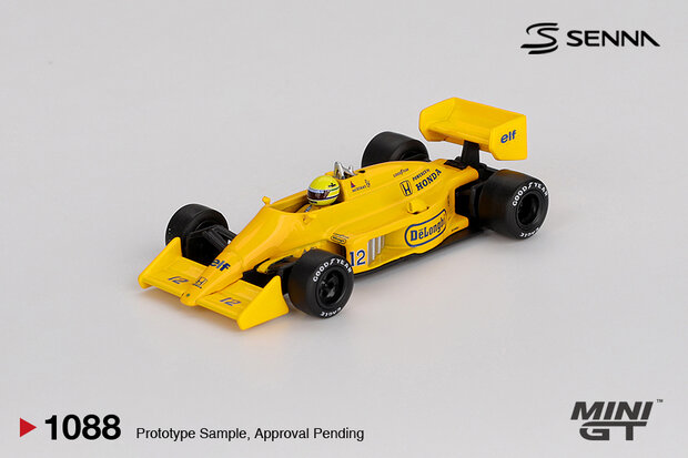 Mini GT 1:64 Lotus 99T, No 12 Ayrton Senna 1987 Monaco Grand Prix Winner. Verwacht 02-2026