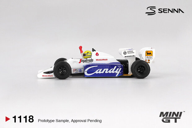 Mini GT 1:64 Toleman TG184, No 19 Ayrton Senna 1984 Monaco Grand Prix 2nd Place LHD. Verwacht 02-2026