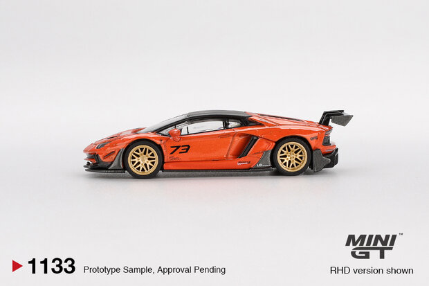 Mini GT 1:64 Lamborghini Aventador, LB - WORKS, Limited Edition Orange MDX 2025 RHD. Verwacht 02-2025