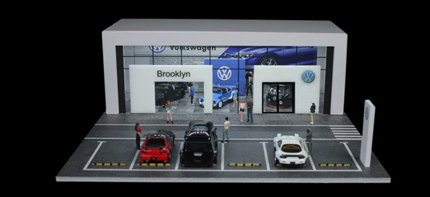 Black Box Diorama 1:64 Diorama Volkswagen Showroom met licht