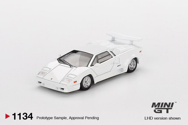 Mini GT 1:64 Lamborghini Countach 25th Anniversary White LHD. Verwacht 02-2026