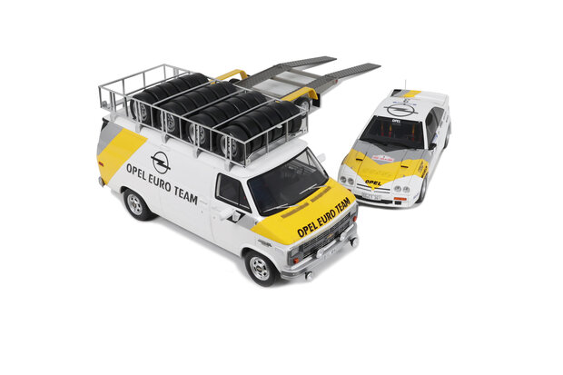 Otto Mobile 1:18 Set Opel Manta Gr.B and a Chevrolet G30 Van met trailer - Rallye Pack Opel Tour de Corse 1984