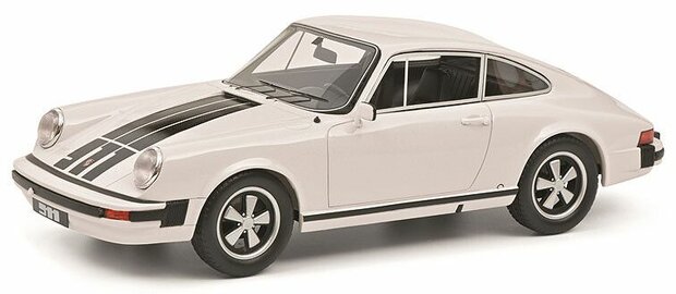 Schuco Pro18 1:18 Porsche 911 coupé (1977), wit, resin gesloten model