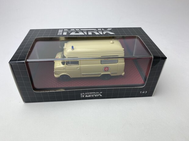 Matrix 1:43 Opel Blitz Voll Johanitter Aalen 65-75 beige, limited 100 pcs