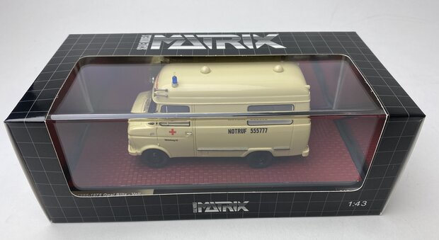 Matrix 1:43 Opel Blitz Voll Rettungswagen Neurenberg 65-75 beige - limited 100 pcs