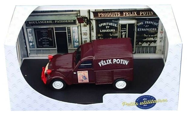 Atlas 1:43 Citroen 2CV  Felix Potin - Petit Utilitaires - burgundy, Diorama