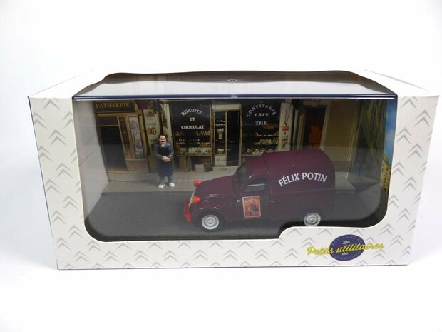 Atlas 1:43 Citroen 2CV  Felix Potin - Petit Utilitaires - burgundy, Diorama