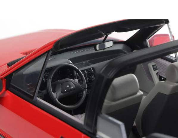 Otto Mobile 1:18 Ford Escort Mk4 XR3i Cabriolet Flamenco-Rot 1986. Levering 04-2026