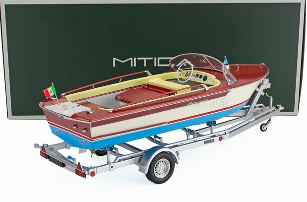 Mitica 1:18 Riva Junior 1966 - Motorboot met trailer - Ivory yellow