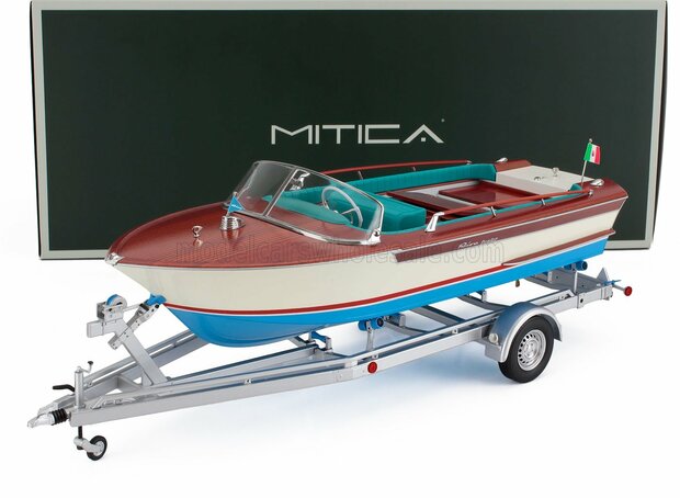 Mitica 1:18 Riva Junior 1966 - Motorboot met trailer - Ivory Sea blue.