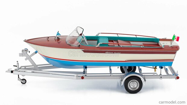 Mitica 1:18 Riva Junior 1966 - Motorboot met trailer - Ivory Sea blue.