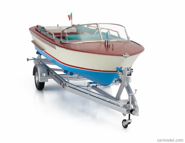 Mitica 1:18 Riva Junior 1966 - Motorboot met trailer - Ivory Sea blue.