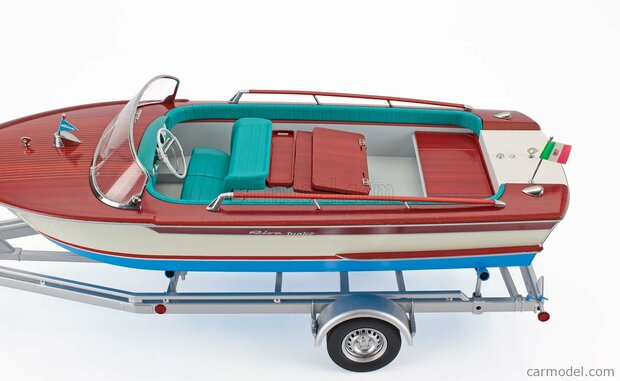 Mitica 1:18 Riva Junior 1966 - Motorboot met trailer - Ivory Sea blue.