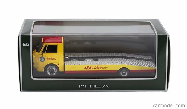 Mitica 1:43 Alfa Romeo A12 ( F12) oprijwagen tweede serrie 1977 - Assitenza clienti sportive -geel rood