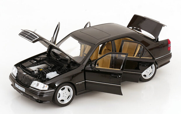 Norev 1:18 Mercedes Benz C36 AMG 1993 Obsidian Black metallic met 6 openingen