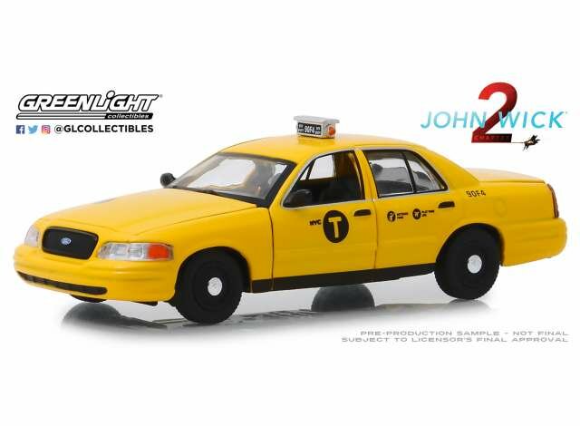 Greenlight 1:43 Ford Crown Victoria 2008 Taxi &quot;John Wick chapter 2 2017&quot; yellow