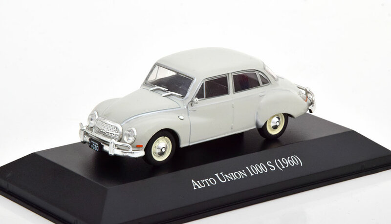 Atlas 1:43 Auto Union 1000S 1960 lichtgrijs in blisterverpakking