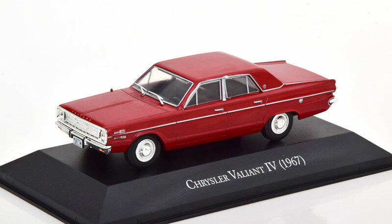 Atlas 1:43 Chrysler Valiant 4 1967 rood, in blisterverpakking