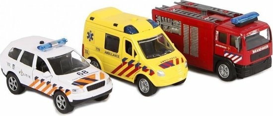 Kid Globe 2-Play Rescue Team 3 Hulpdiensten Ambulance, Politie, Brandweer DCPB