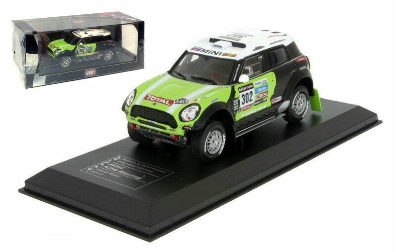 Atlas 1:43 Mini All4 Racing no 302 S Peterhansel JP Cottret Dakar 2013 groen wit 