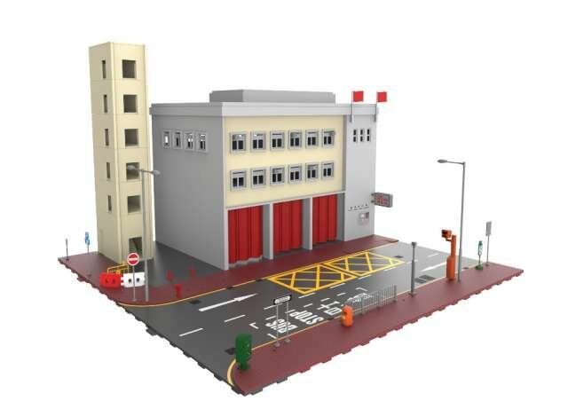 Tiny Toys 1:64 Fire Sration Diorama Plastic modelkit Tiny City BD1