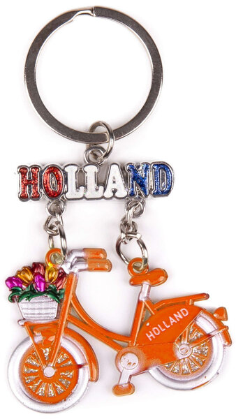 Matix sleutelhanger Holland Fiets staal oranje/zilver