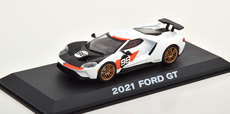 Greenlght 1:43 Ford GT no 98 Heritage Edition 2021 wit oranje zwart