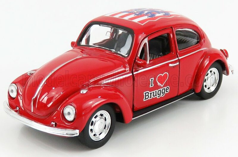 Welly 1:34 Volkswagen Kafter I Love Brugge rood ( in tray, zonder verpakking !), diecast pull back