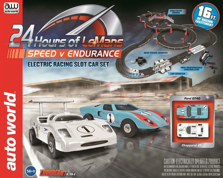 Autoworld 1:64 Slot Car Set 24 Hours of Le Mans Speed v Endurance, 16 feet ( 4,88 m) track lengte set, 