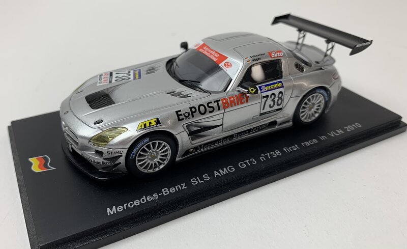 Spark 1:43 Mercedes Benz SLS AMG GT3 no 738 B. Schneider - T. Jager First Race in VLN 2010, Limited  750 pcs