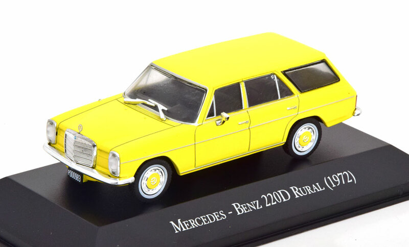 Atlas 1:43 Mercedes Benz 220D/8 Rural 1972 geel in blisterverpakking