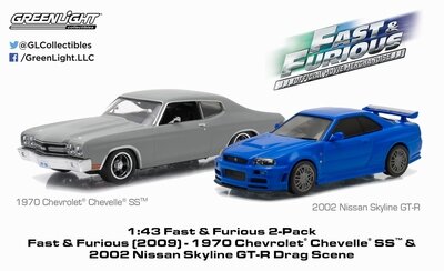 Greenlight 1:43 Chevrolet Chevelle SS en Nissan Skyline Fas