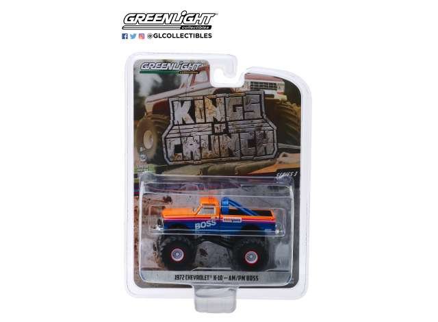 Greenlight 1:64 Chevrolet K10 1972 Monster Truck AM / PM Boss Kings of Crunch series 3 blauw oranje