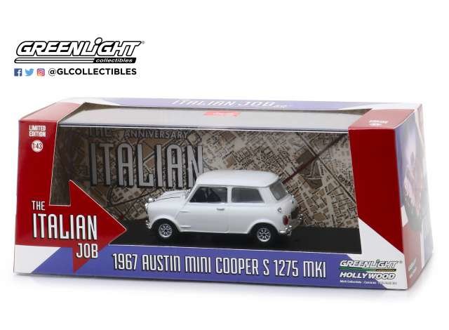 Greenlight 1:43 Austin Mini Cooper S 1275 MKI 1967 The Italian Job 1969 wit 
