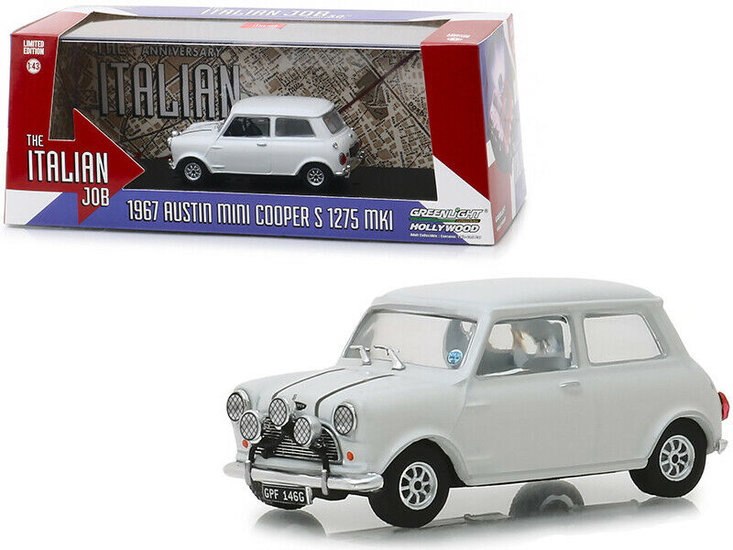 Greenlight 1:43 Austin Mini Cooper S 1275 MKI 1967 The Italian Job 1969 wit 