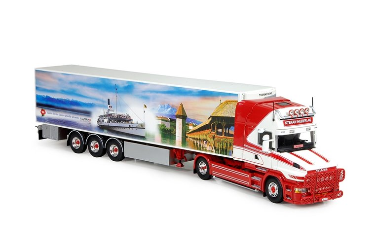 Tekno 1:50 Scania Torpedo met zamac Koeloplegger Stefan Huber Transporte A.G. Zwitserland