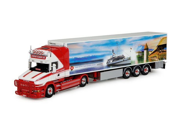 Tekno 1:50 Scania Torpedo met zamac Koeloplegger Stefan Huber Transporte A.G. Zwitserland