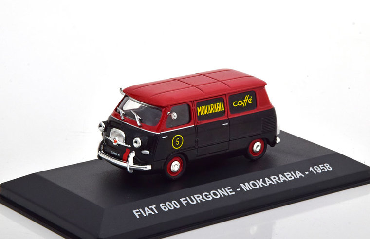 Atlas 1:43 Fiat 600 Furgone Mokarabia 1958 zwart rood 