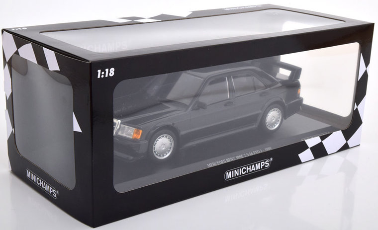 Minichamps 1:18 Mercedes Benz 190E 2.5-16 Evo 1 blauw zwart metallic 1989. Diecast metal