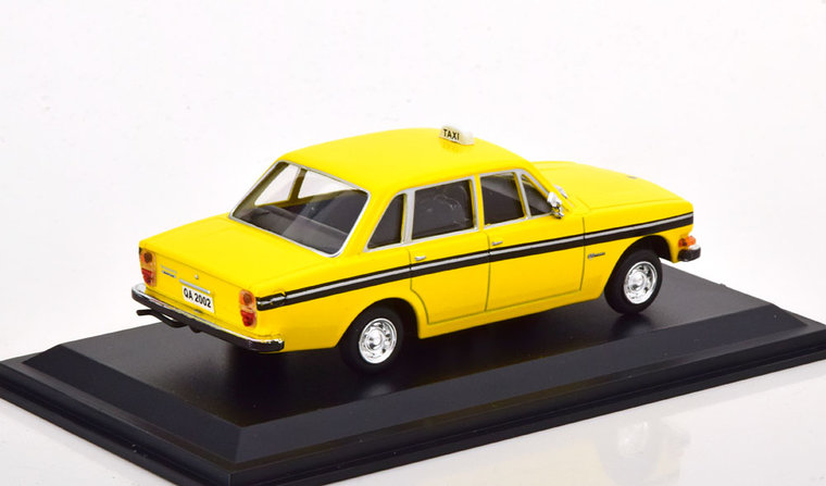 Atlas 1:43 Volvo 144S 1970 geel Stokholm Taxi in blisterverpakking Taxi Collection