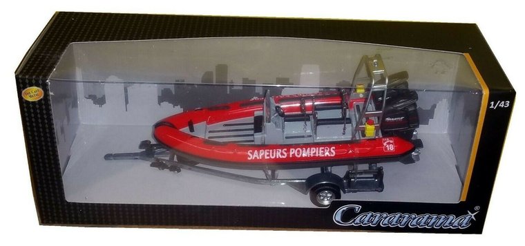 Cararama / OLIEX 1:43 Zodiac Sapeurs Pompiers, brandweer boot
