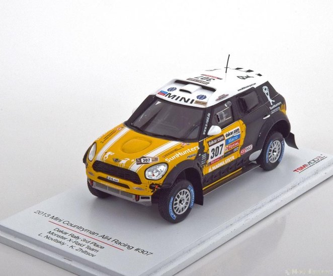 True Scale 1:43 Mini Countryman All4 Racing no 307, Monster X-Raid Team Novitskiy - Zhiltsov, Dakar Rally 3rd Place 2013