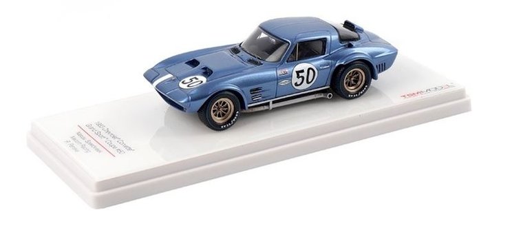 True Scale 1:43 Chevrolet Corvette 1963 Grand Sport Coupe no 50 R Penske Nassau Speedweek blauw